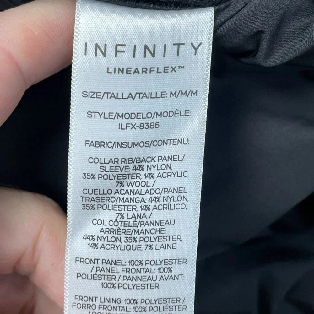 Infinity LinearFlex Wool Blend Men's M Black Jacket  Warm Full Zip K1107
